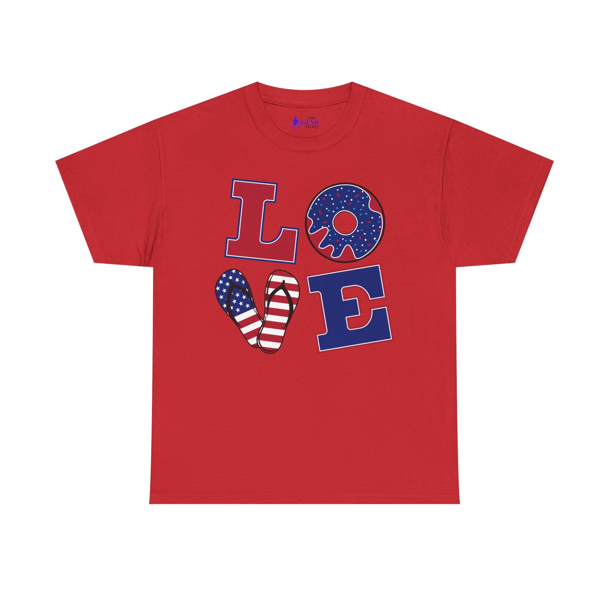 Patriotic Love Tee | 4th of July Shirt Unisex Cotton Style USA Holiday Gift for America Lovers Red / S