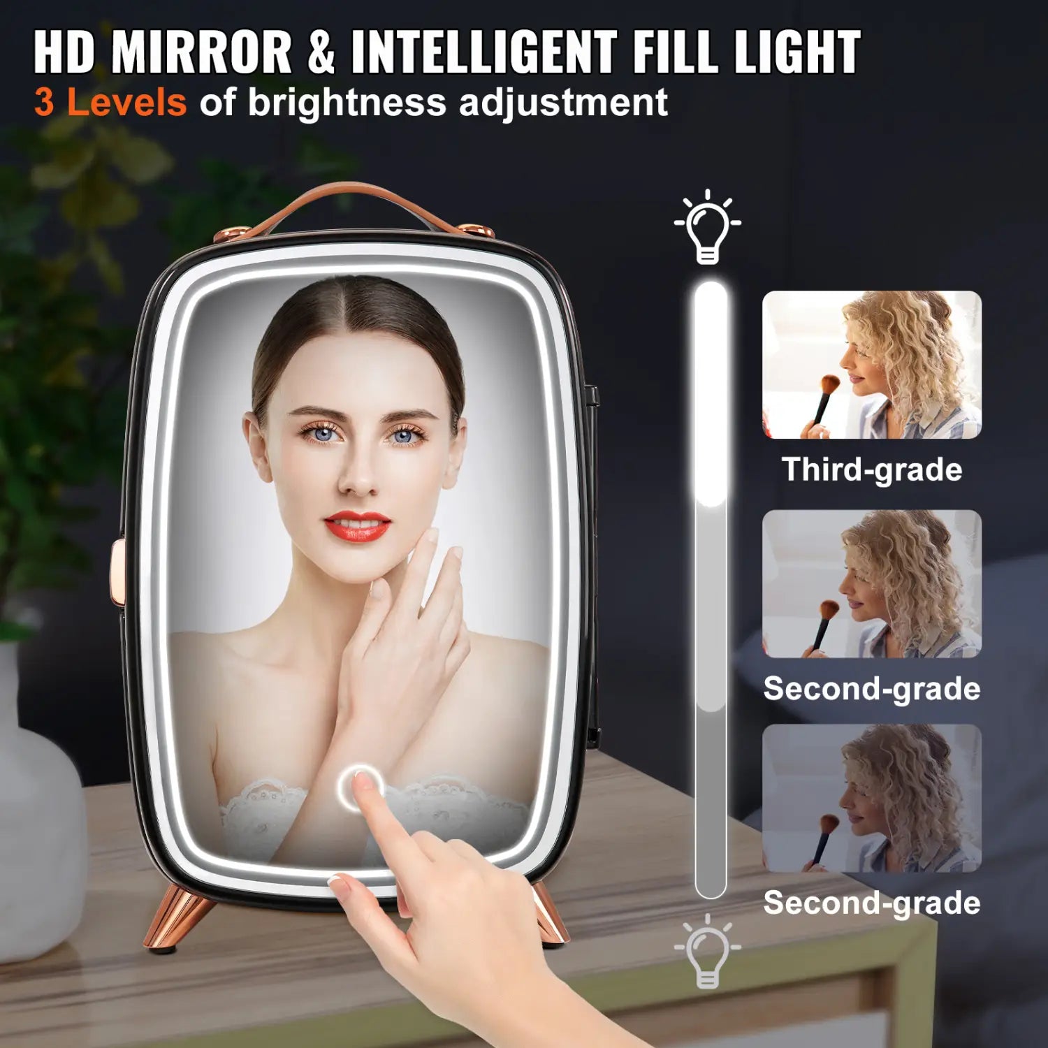Vevor Mini Fridge 6L Skincare With LED Light And HD Mirror AC DC Makeup Fridges For Skin Care Cosmetic Storage Chill