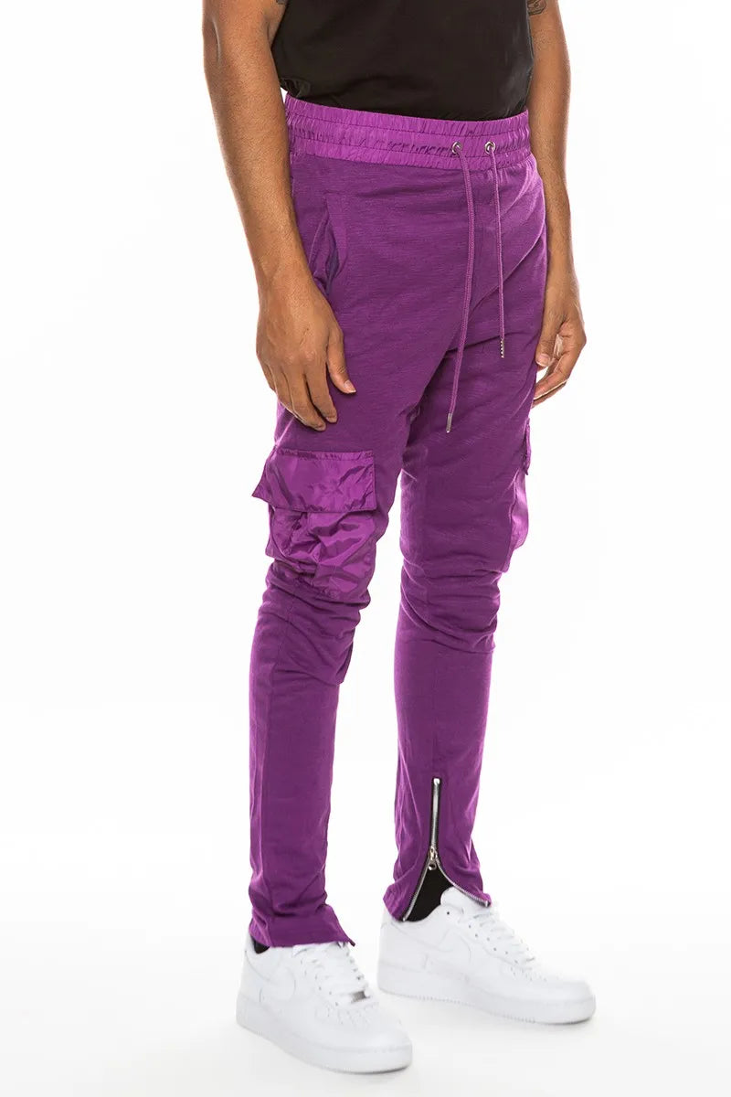 WEIV Men’s Full Size Heathered Cotton Blend Joggers Plus