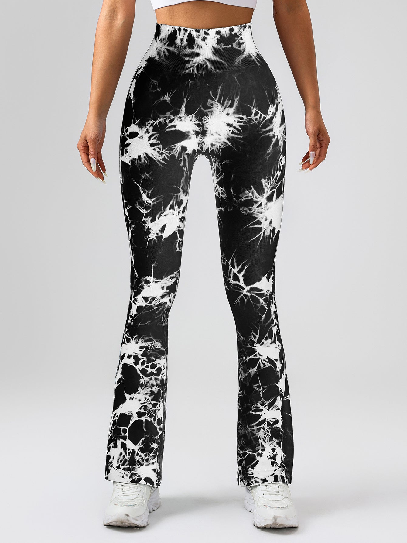 High Waist Tummy Control Flare Yoga Pants For Women Tie Dye Stretch Slimming Bootcut Workout Fitness & Sports