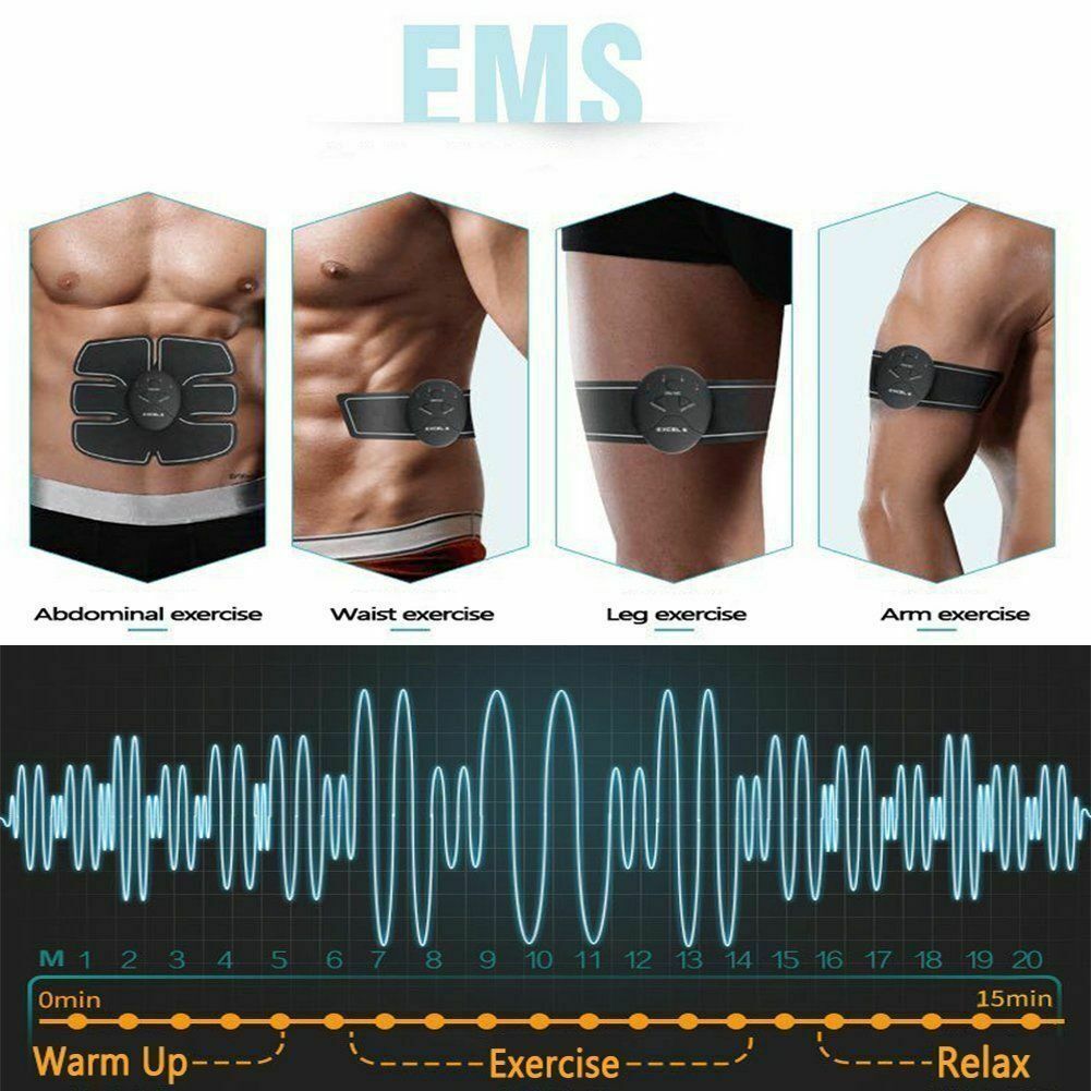 Electric Muscle Toner Machine ABS Toning Belt Simulation Fat Burner Belly Shaper Black
