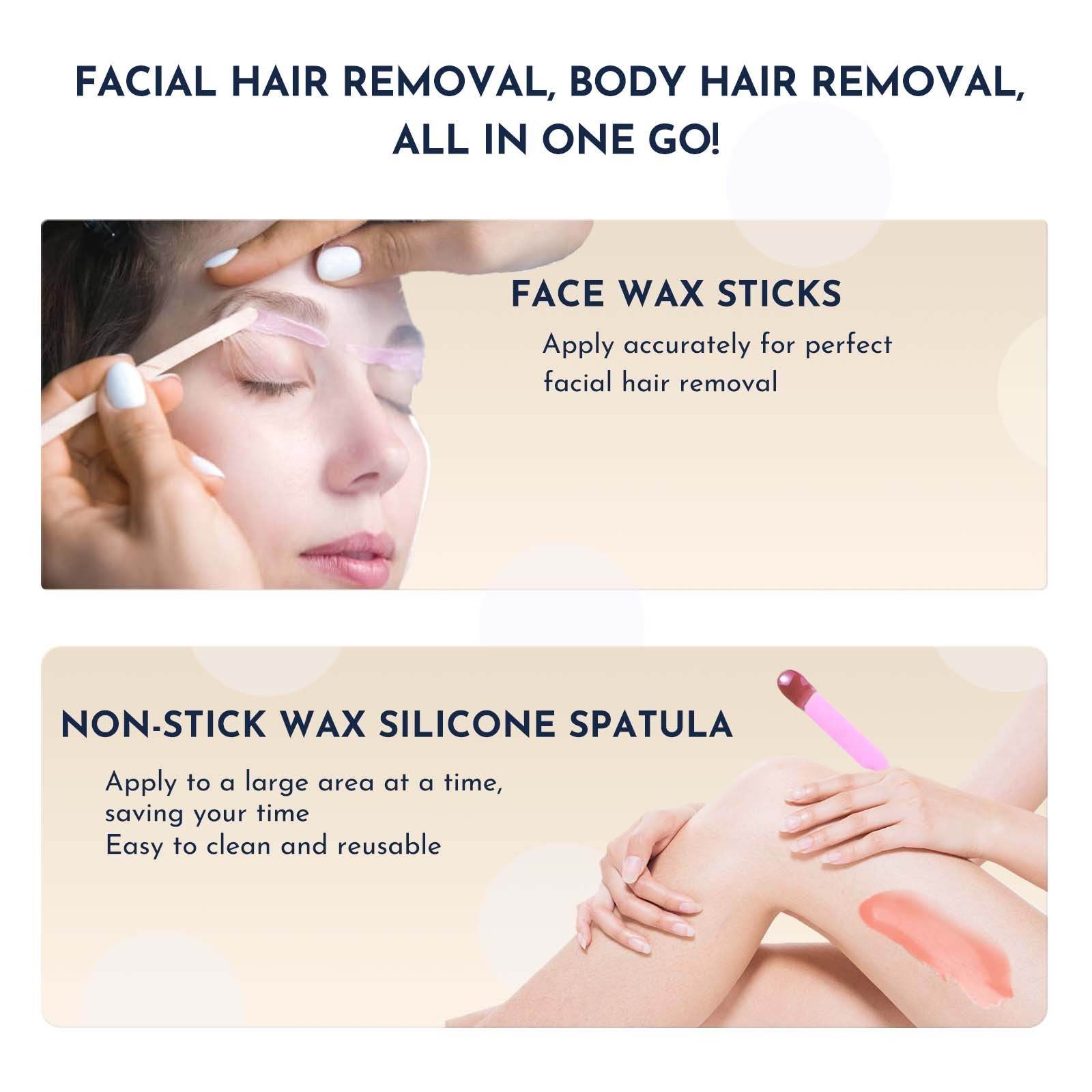 Waxing Kit WUWUVISTA 23 Items Hair Removal Wax With Warmer Beads For Face Brazilian Full Body Bikini Sensitiive Skin