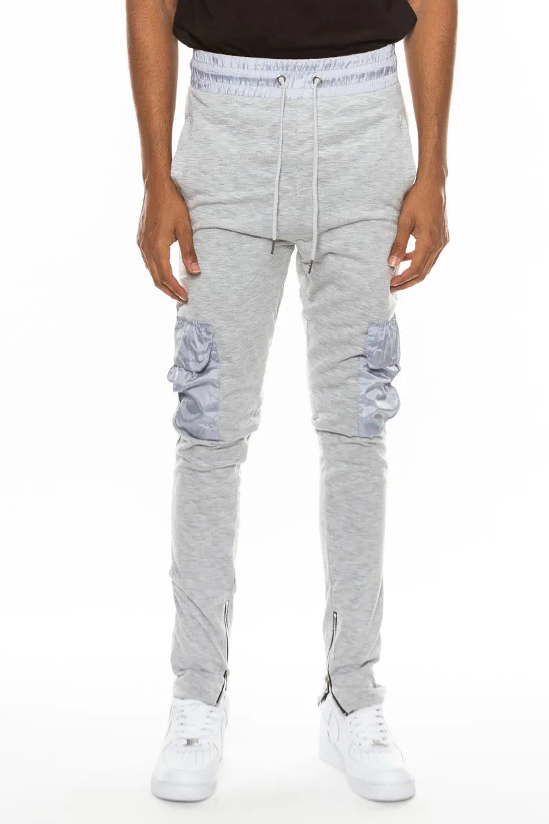 WEIV Men’s Full Size Heathered Cotton Blend Joggers Plus