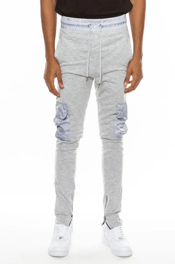 WEIV Men's Full Size Heathered Cotton Blend Joggers Plus Size