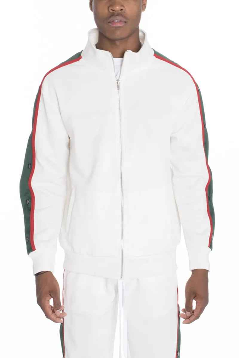 WEIV Men’s Zip Up Jacket with Side Snap Sleeve WHITE / S