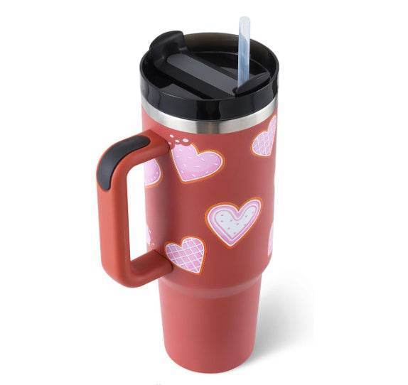 40 Oz Tumbler With Handle Straw Insulated Stainless Steel Spill Proof Vacuum Coffee Cup Lid Tapered Mug Gifts