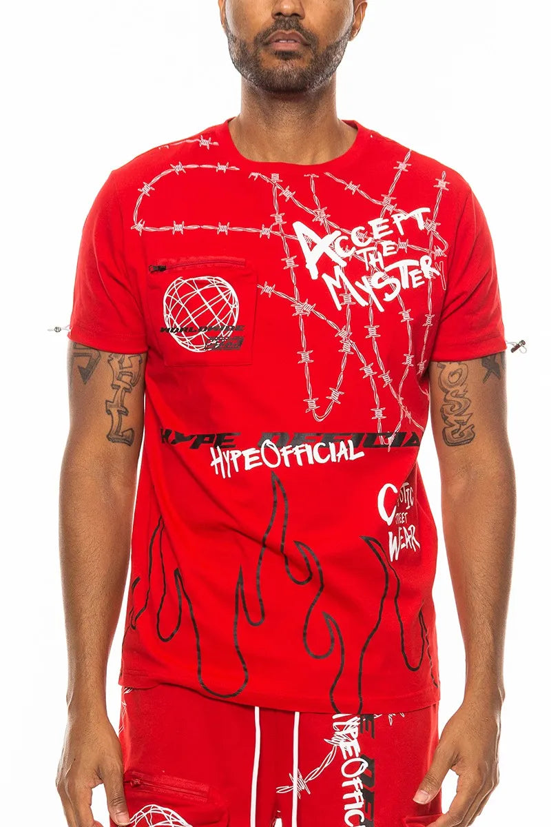 WEIV Men’s Full Size Hype Official Print T shirt Plus RED / S