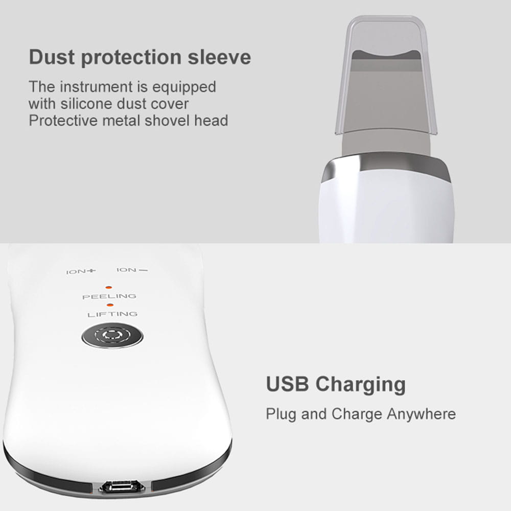 Electric Ultrasonic Skin Scrubber Face Spatula Home Facial Cleaner Handheld Mini Derma Galvanica Tightening Machine USB