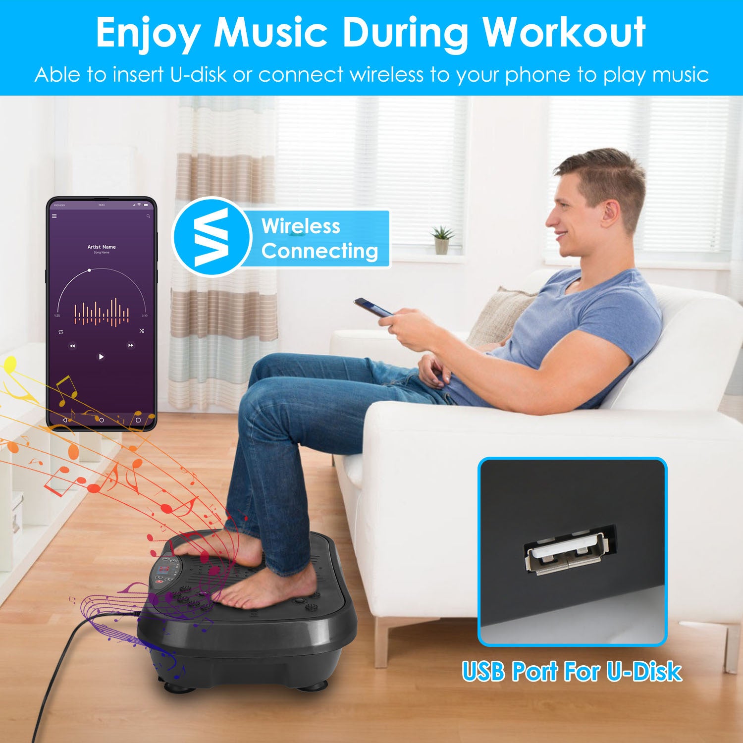 Vibration Exercise Machine Vibrating Plate Platform Whole Body Fitness Workout Equipment With 120 Speeds 1 20Mins Timer