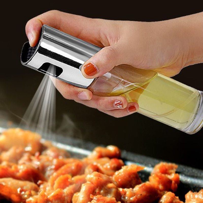 BBQ Healthy Kitchen Cooking Oil Vinegar Spray Bottle Push Type BottlePump Tank Leakproof Sprayer Tools Gadgets