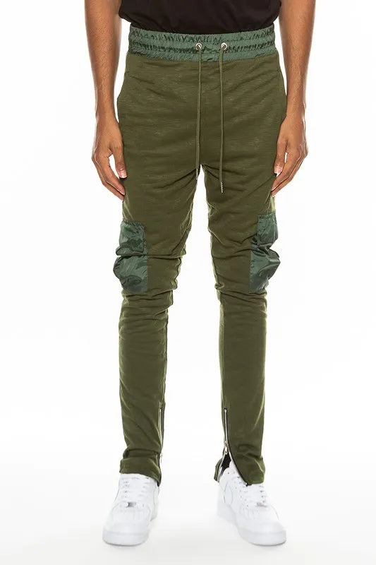 WEIV Men’s Full Size Heathered Cotton Blend Joggers Plus OLIVE / S
