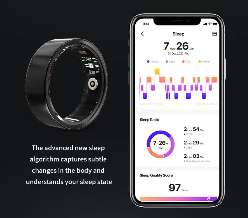 Smart Ring Health Tracker Fitness Sleep Heart Rate Blood Oxygen For Men And Women,IP68 Waterproof Level Bluetooth Rings