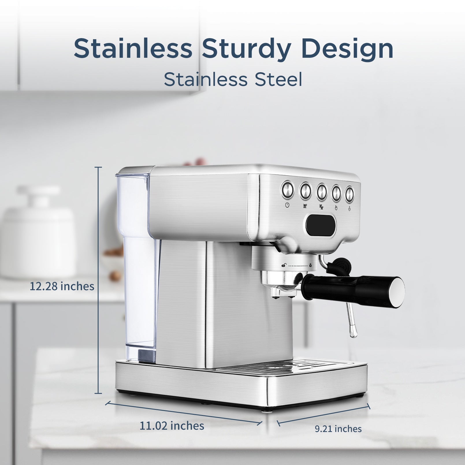 Geek Chef Espresso Machine 20 Bar With Milk Frother For Latte Cappuccino Macchiato Home Maker 1.8L Water Tank Stainless