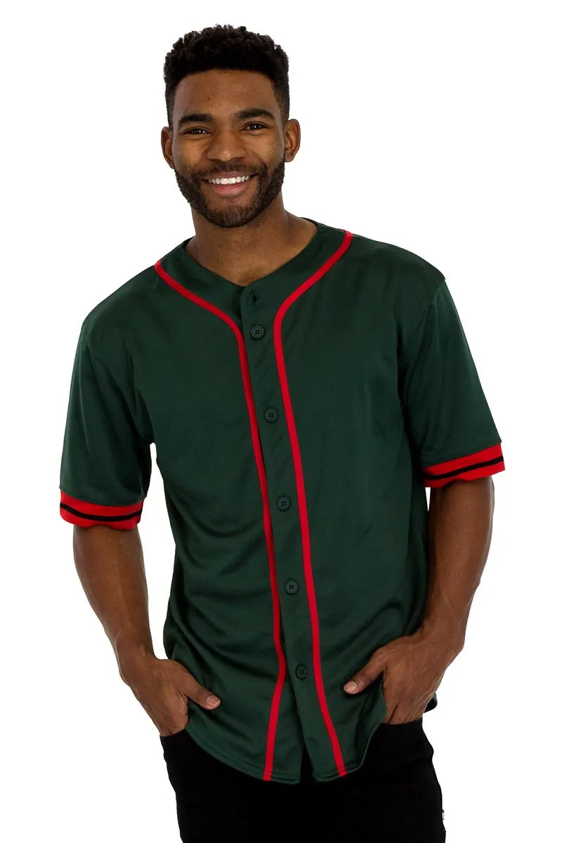 WEIV Men’s Unisex Baseball Jersey Sports T Shirt GREEN / XS