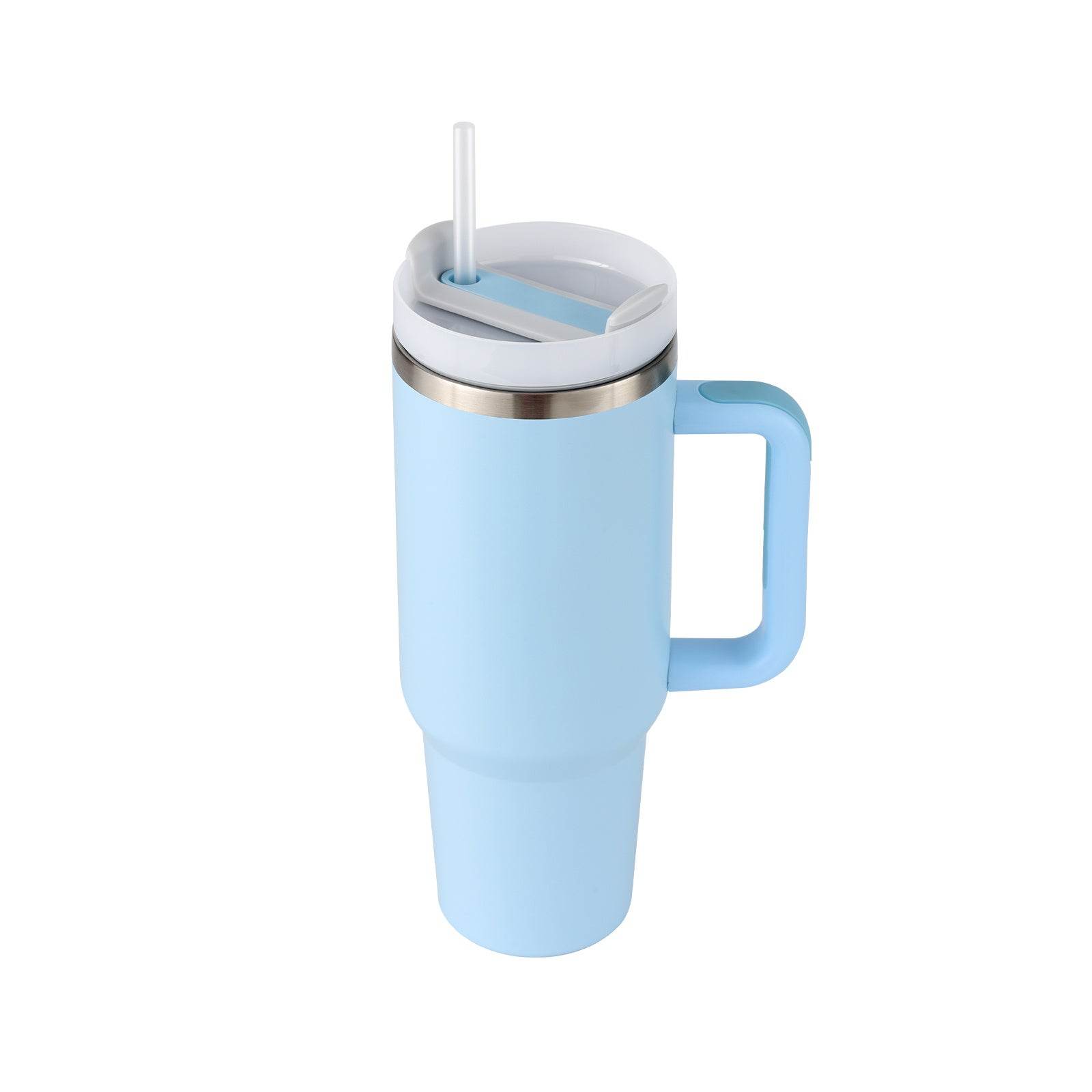 40 Oz Tumbler With Handle Straw Insulated Stainless Steel Spill Proof Vacuum Coffee Cup Lid Tapered Mug Gifts