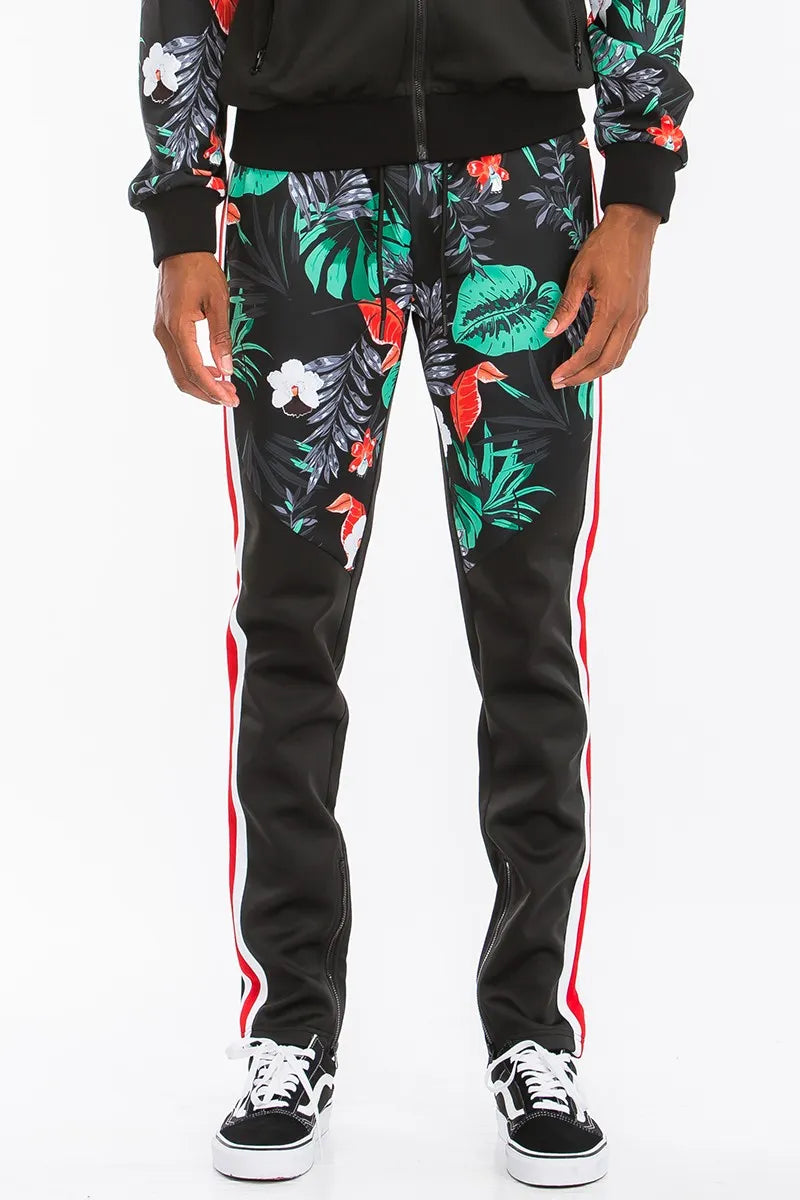 WEIV Men’s Tropical Printed Jacket and Drawstring Pants Set