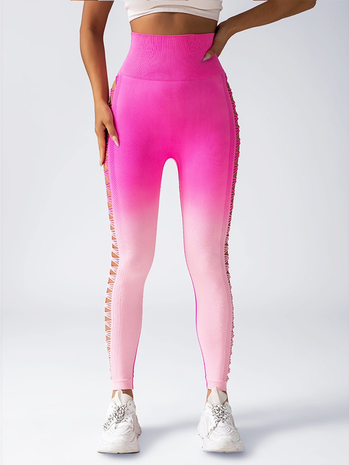 Women’s High Waisted Gradient Yoga Pants Cutout Leggings Booty Lifting Athletic Long Tights For Fitness Workout
