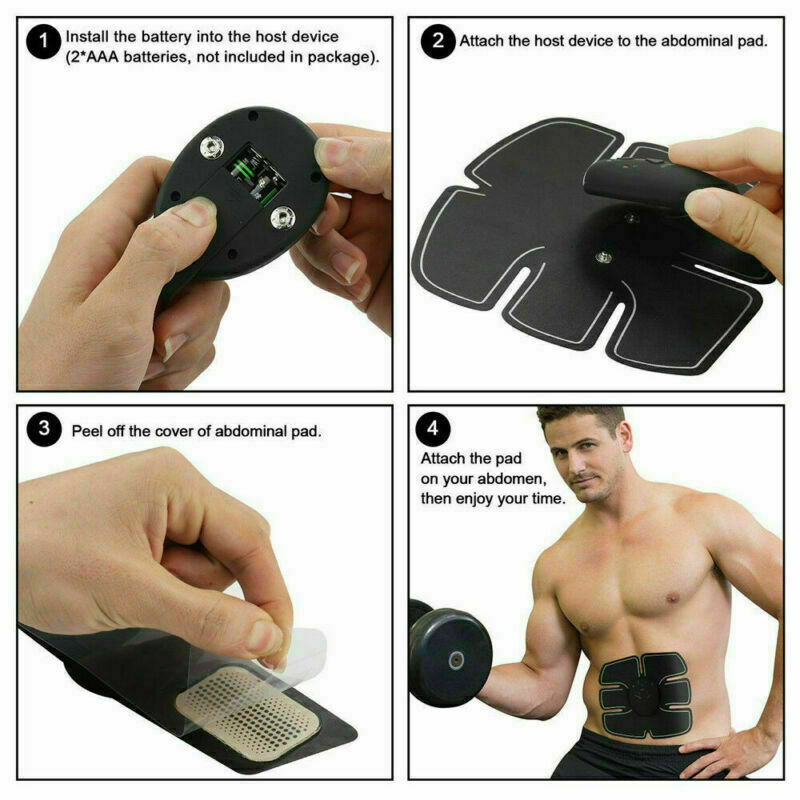 Electric Muscle Toner Machine ABS Toning Belt Simulation Fat Burner Belly Shaper Black