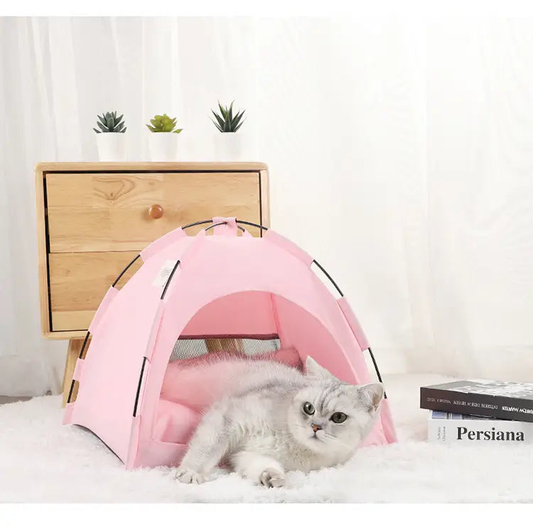 Cat Tent Cooling Mat Dog House Pet Sofa Camping Bed With Cushion For Kennel Indoor Nest Pets Products