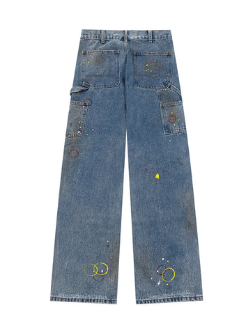 Men's Distressed Wide Leg Jeans