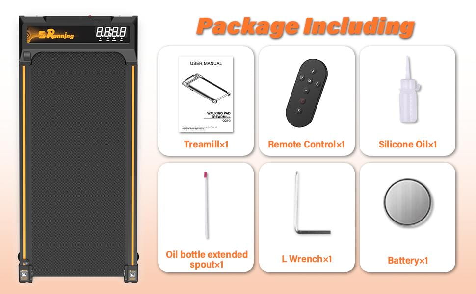 Treadmill With Remote Control Easy to move Wheels Display Screen Three level Incline Suitable For Indoor Exercise