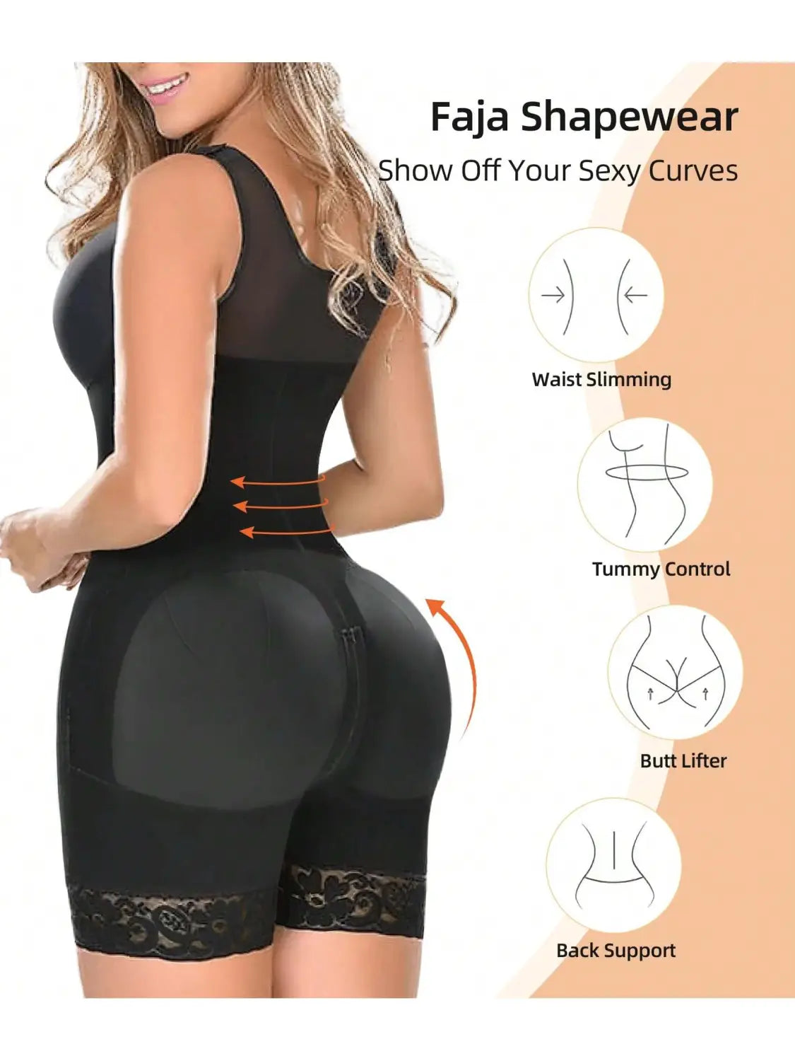 Fajas Colombianas Women’s Shapewear Full Body Sculpting After Abdominal Control Hip Lifter With Zipper Crotch Fitness