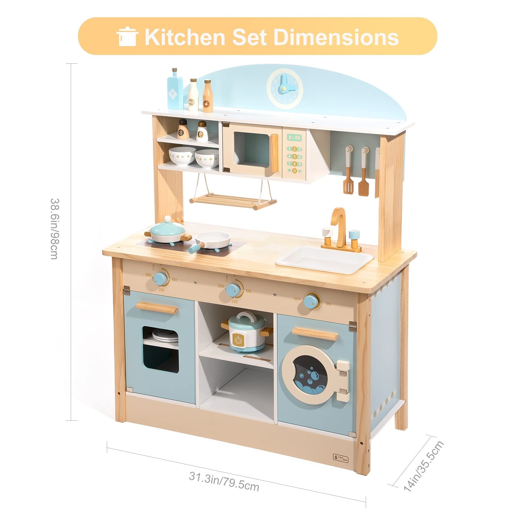 ROBOTIME DIY Pretend Play Kitchen Cooking Toy Set Gift For Boys And Girls WCF14