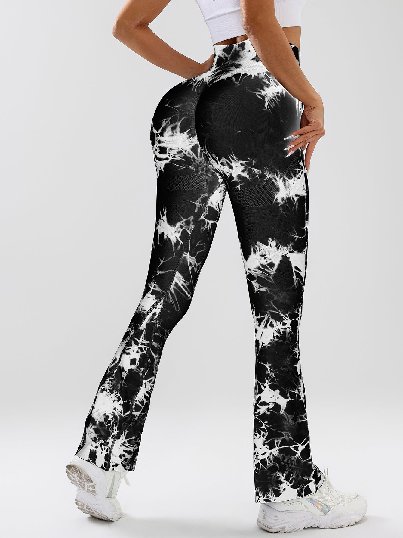 High Waist Tummy Control Flare Yoga Pants For Women Tie Dye Stretch Slimming Bootcut Workout Fitness & Sports Activewear