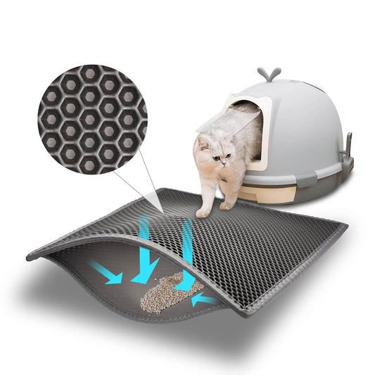 Honeycomb Double-Layer Cat Litter Mat – Waterproof, Urine-Proof & Skidproof | Trap Litter & Block Accidents!
