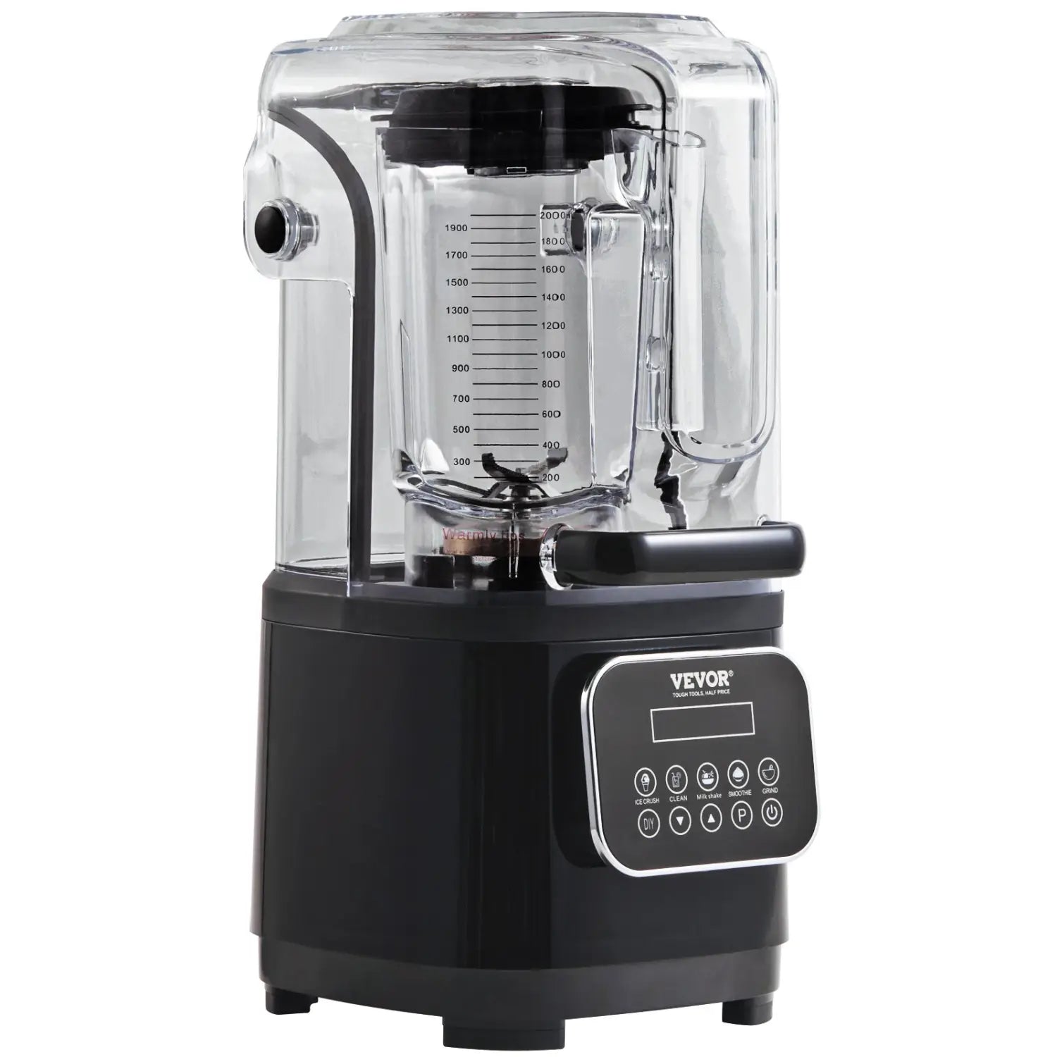 VEVOR Professional Blender With Shield Commercial Countertop Blenders 68 Oz Combo Stainless Steel 9 Speed & 5 Functions