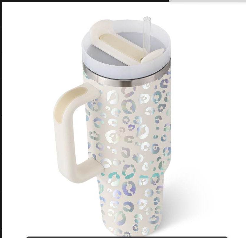 40 Oz Tumbler With Handle Straw Insulated Stainless Steel Spill Proof Vacuum Coffee Cup Lid Tapered Mug Gifts