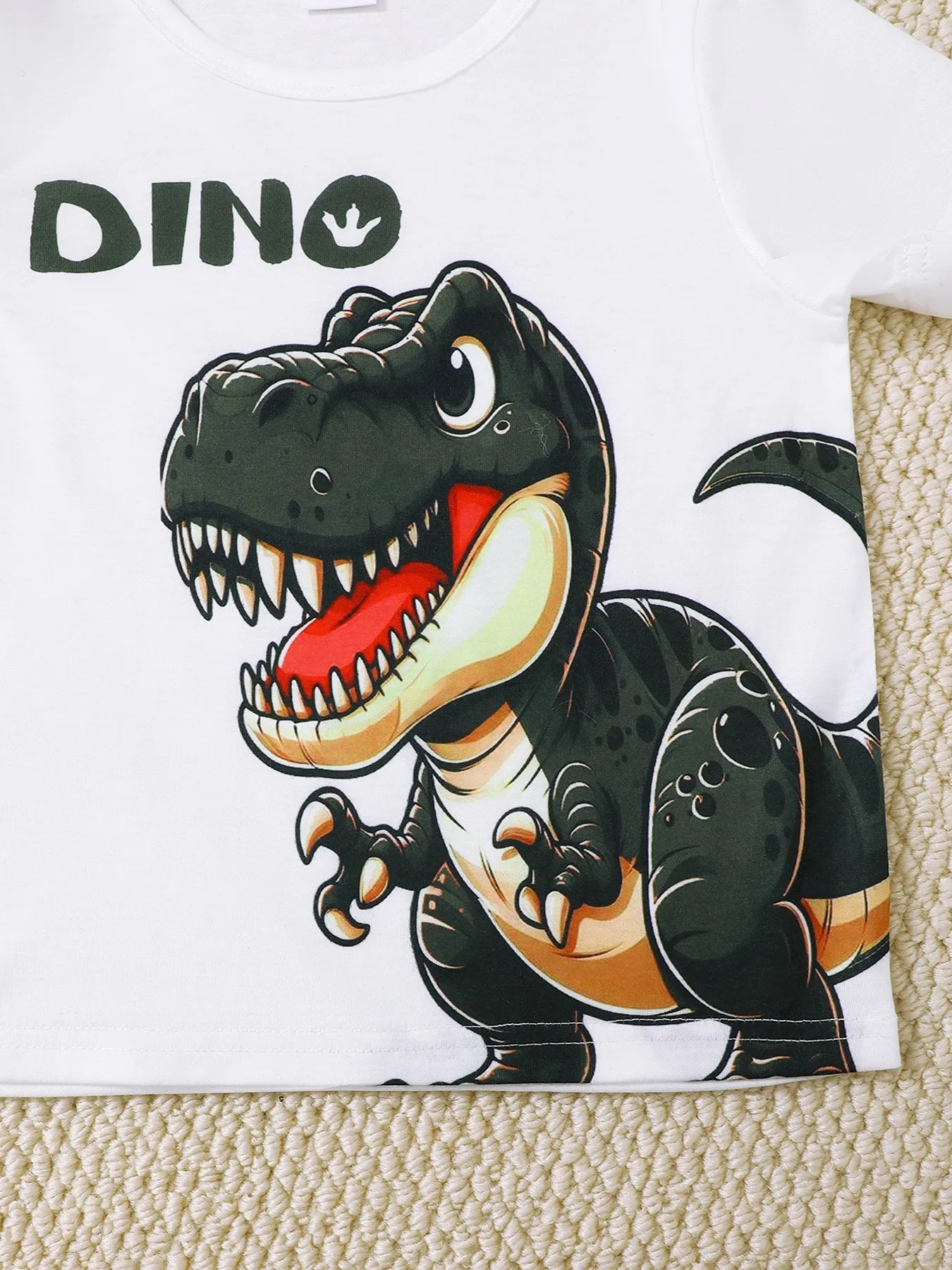 Children’s Dinosaur Round Neck Top and Pants Set with Crossbody Bag