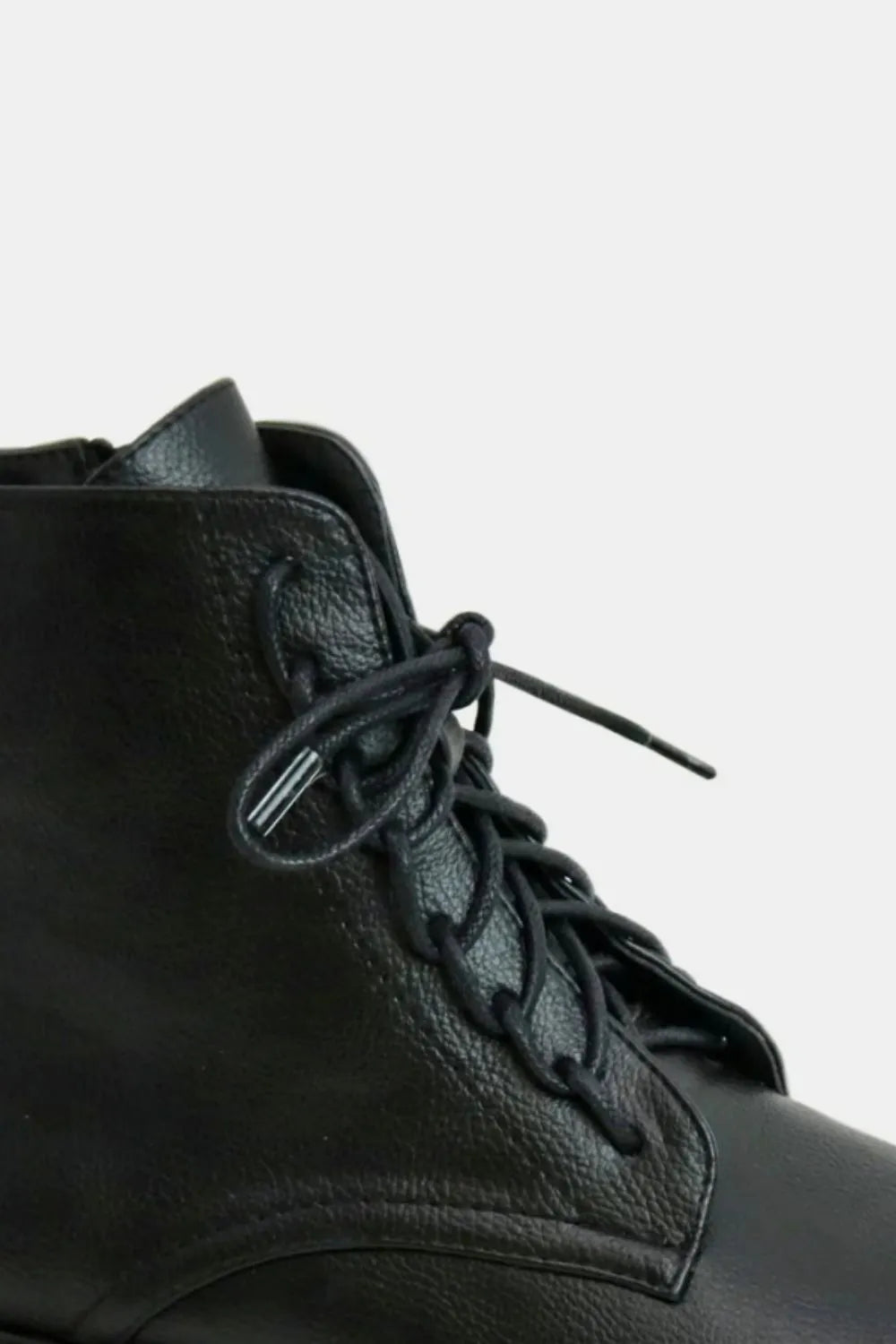 Beast Fashion Faux Leather Lace Up Boots with Side Zipper