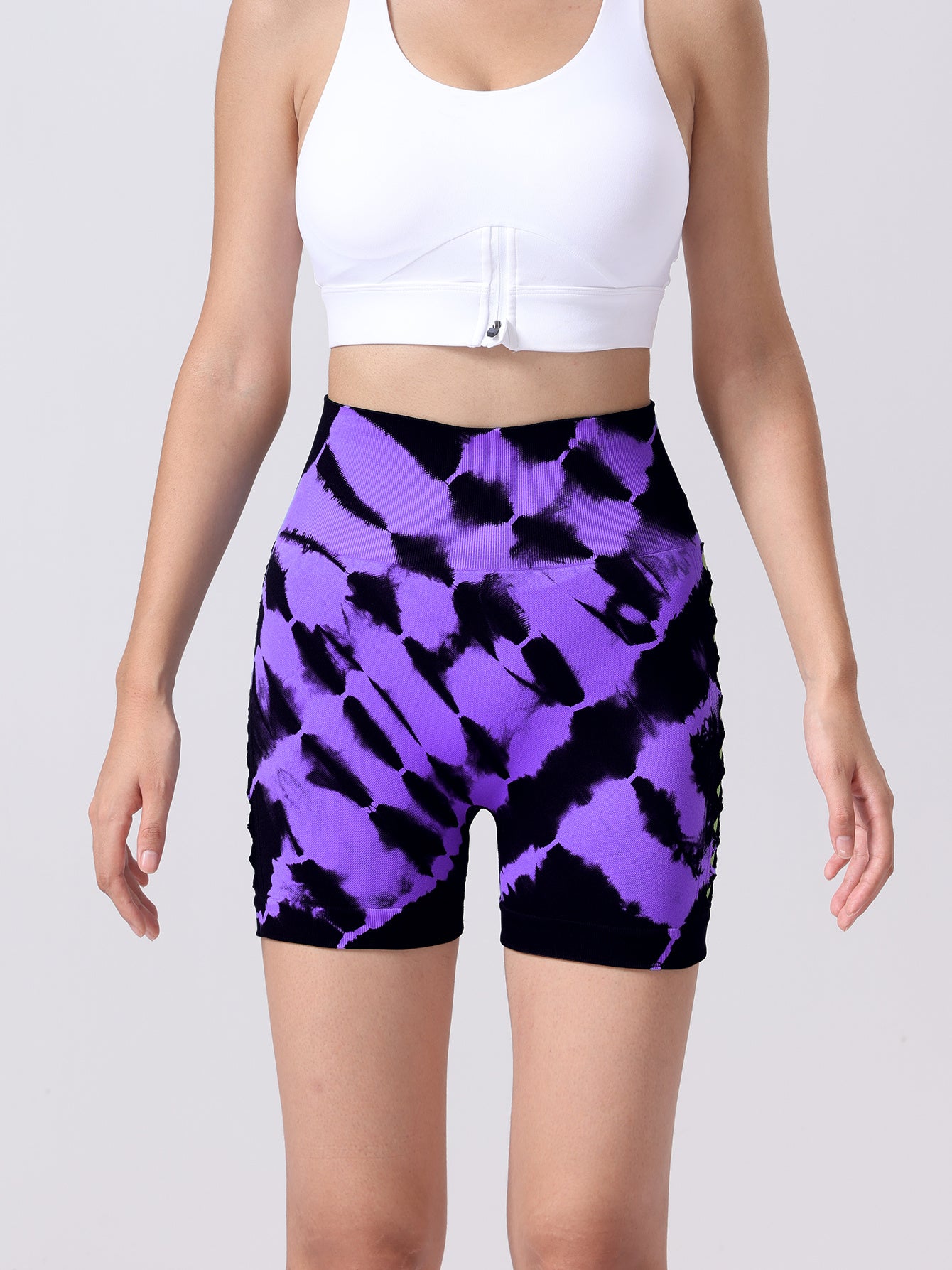 Women’s Tie dye Side Bow Hollow High Waist Hip Lifting Sports Fitness Yoga Shorts For Women Dye Workout Gym Scrunch