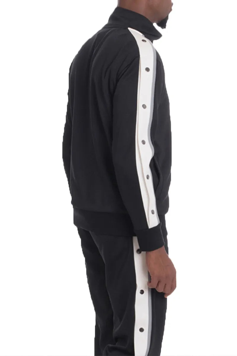 WEIV Men’s Zip Up Jacket with Side Snap Sleeve