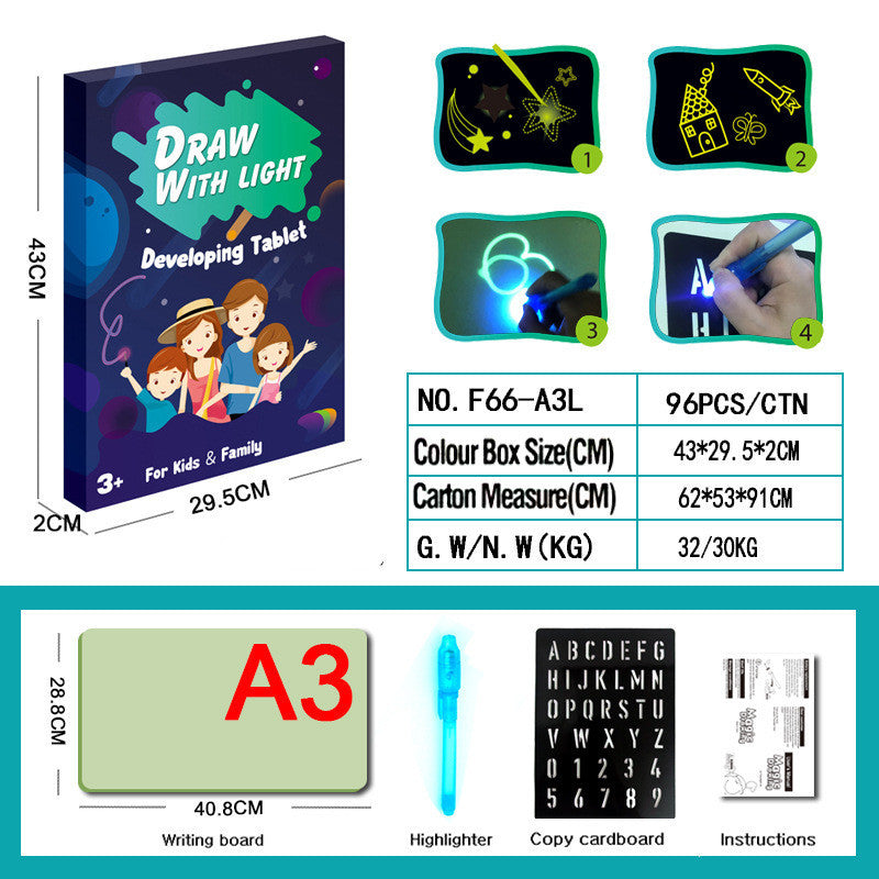 Educational Toy Drawing Pad 3D Magic 8 Light Effects Puzzle Board Sketchpad 10Style / L