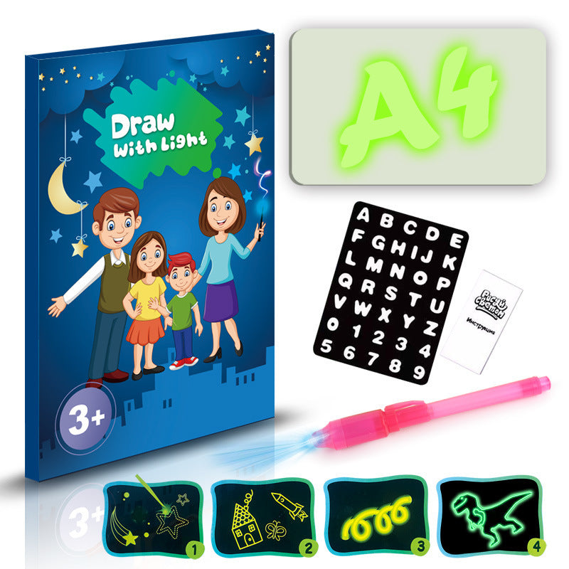 Educational Toy Drawing Pad 3D Magic 8 Light Effects Puzzle Board Sketchpad English A4 / M