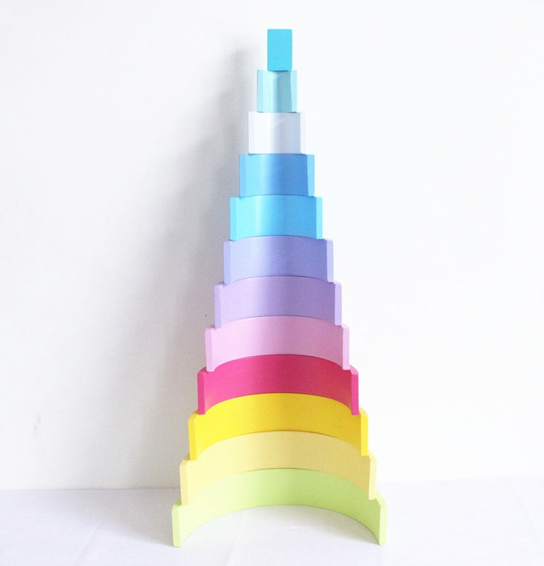 Jigsaw Puzzle Large 12 piece Arch Bridge Rainbow Building Blocks Early Childhood Education Toys Macaron