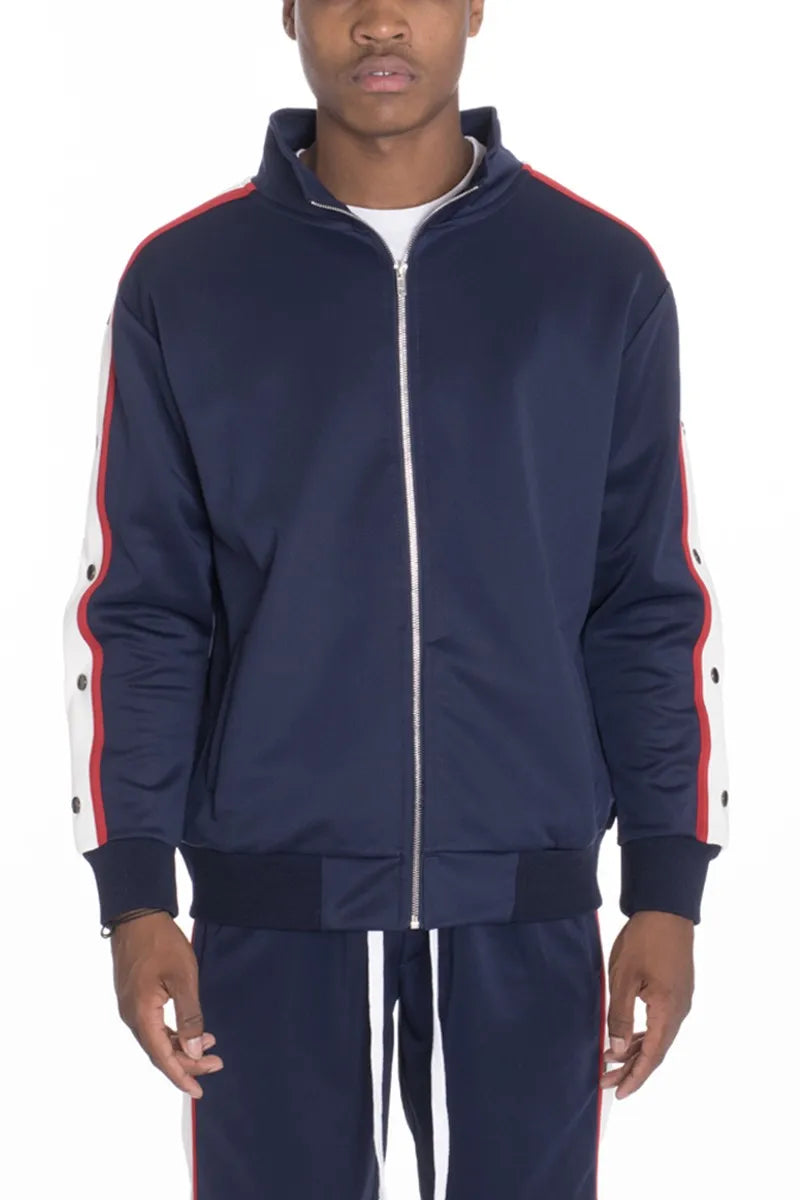 WEIV Men’s Zip Up Jacket with Side Snap Sleeve NAVY / S