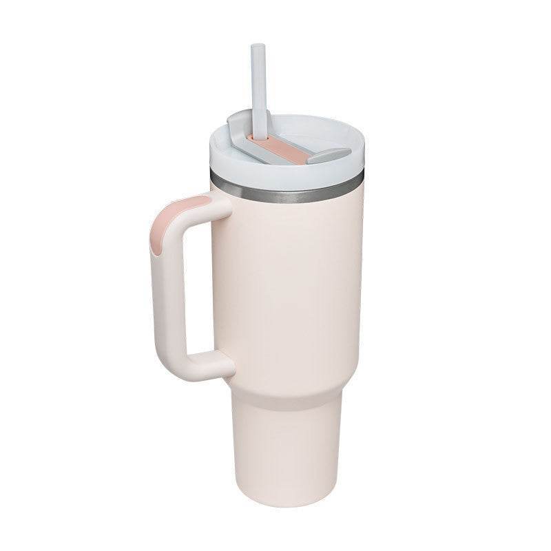 40 Oz Tumbler With Handle Straw Insulated Stainless Steel Spill Proof Vacuum Coffee Cup Lid Tapered Mug Gifts