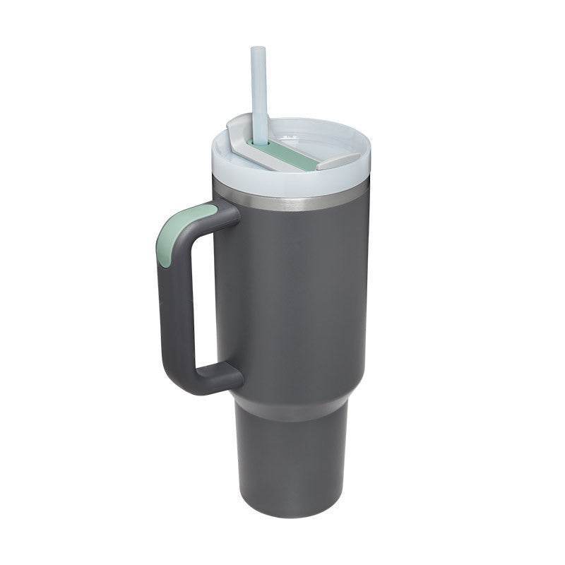 40 Oz Tumbler With Handle Straw Insulated Stainless Steel Spill Proof Vacuum Coffee Cup Lid Tapered Mug Gifts