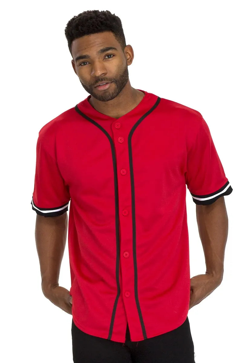 WEIV Men’s Unisex Baseball Jersey Sports T Shirt RED / XS