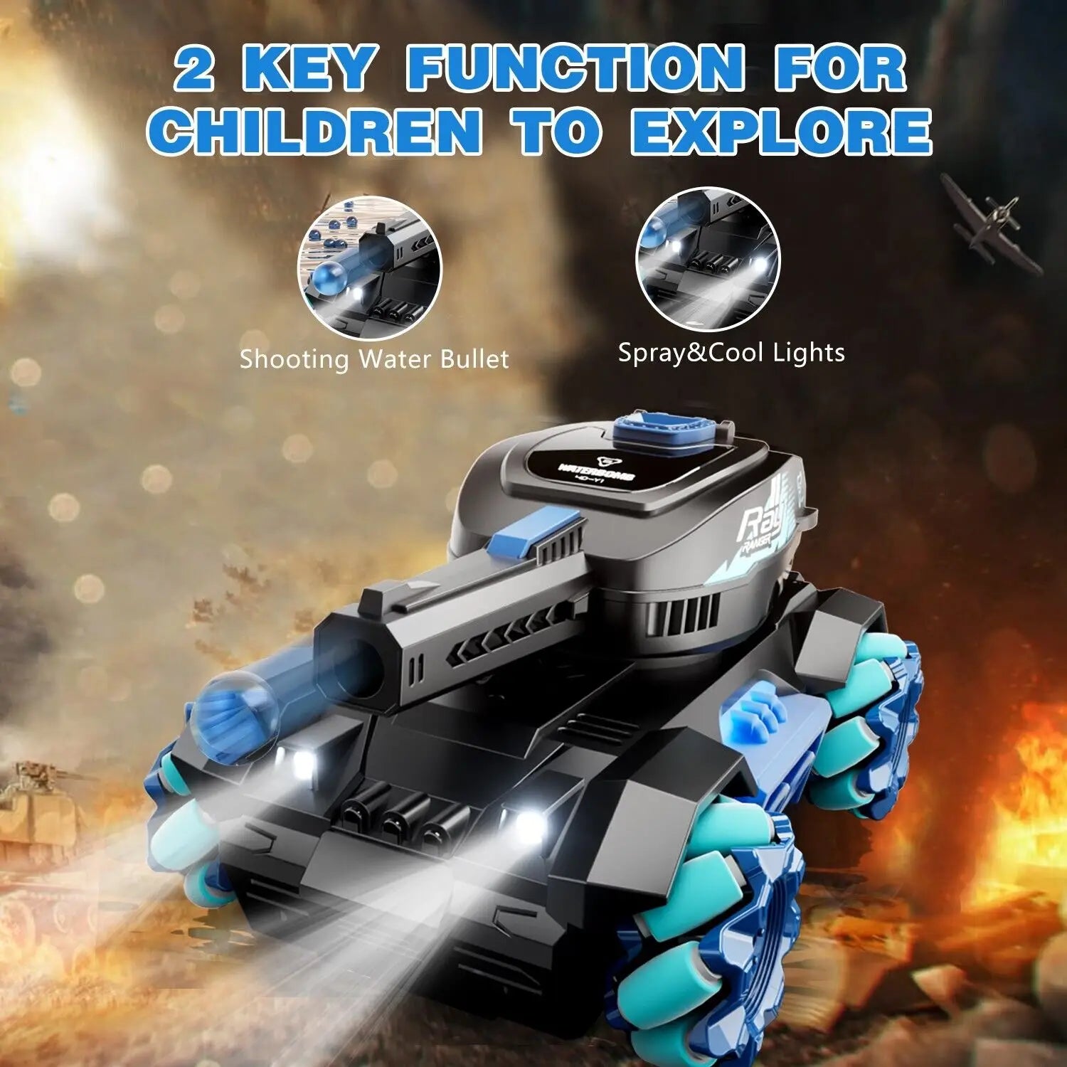 RC Tank Toys Four Wheel Drive Remote Control Car 2.4G Gesture Water Bomb