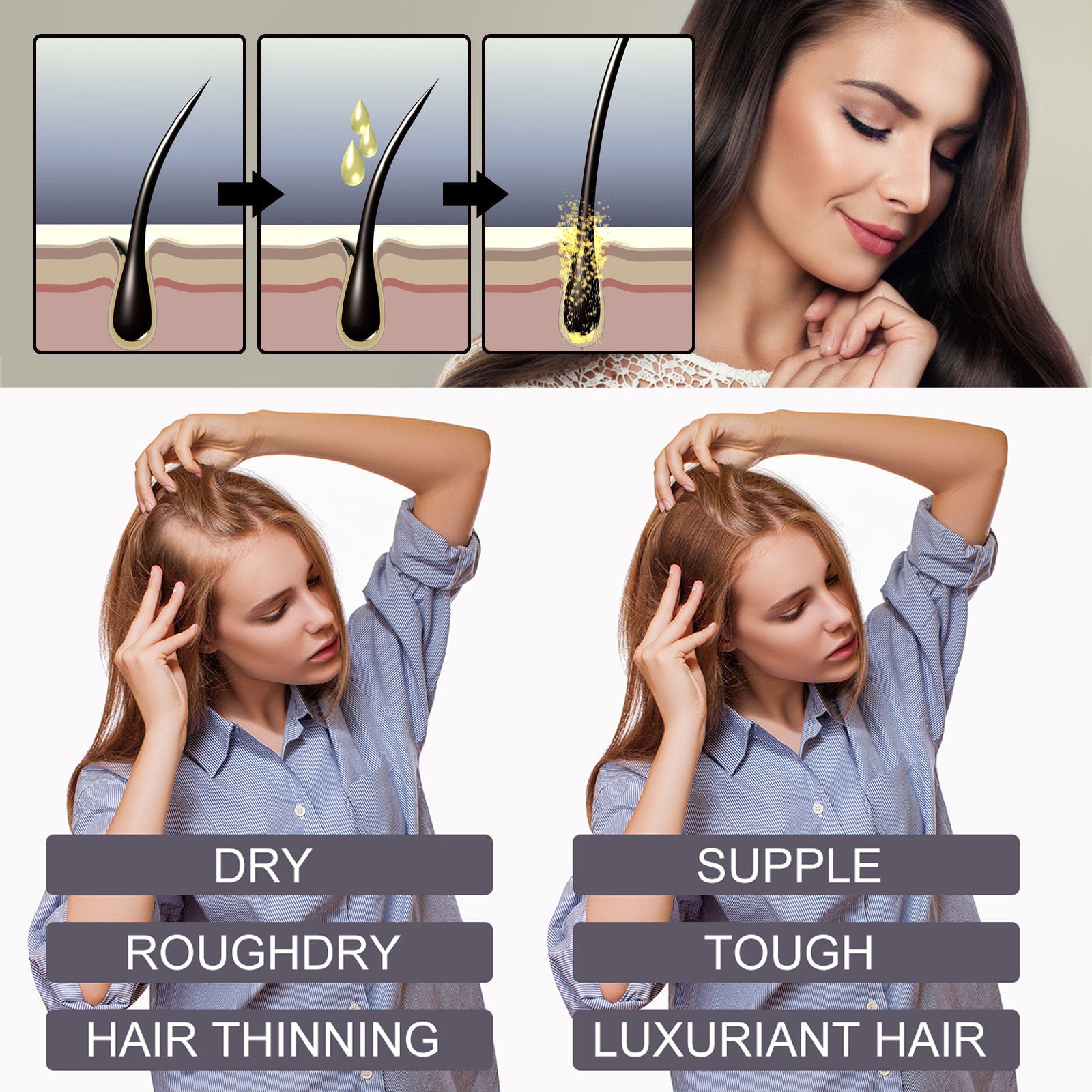 RESEARCH Liquid Biotin & Collagen Hair Growth Drops And Supplement For Men Women Glowing Skin Support Healthy Nail Black