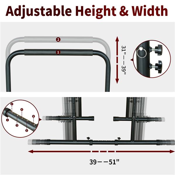 Power Tower Pull Up Rod Stand Adjustable Height Heavy Duty Multi Functional Fitness Training Equipment