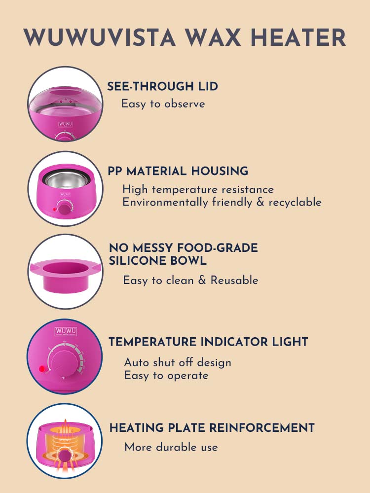 Waxing Kit WUWUVISTA 23 Items Hair Removal Wax With Warmer Beads For Face Brazilian Full Body Bikini Sensitiive Skin