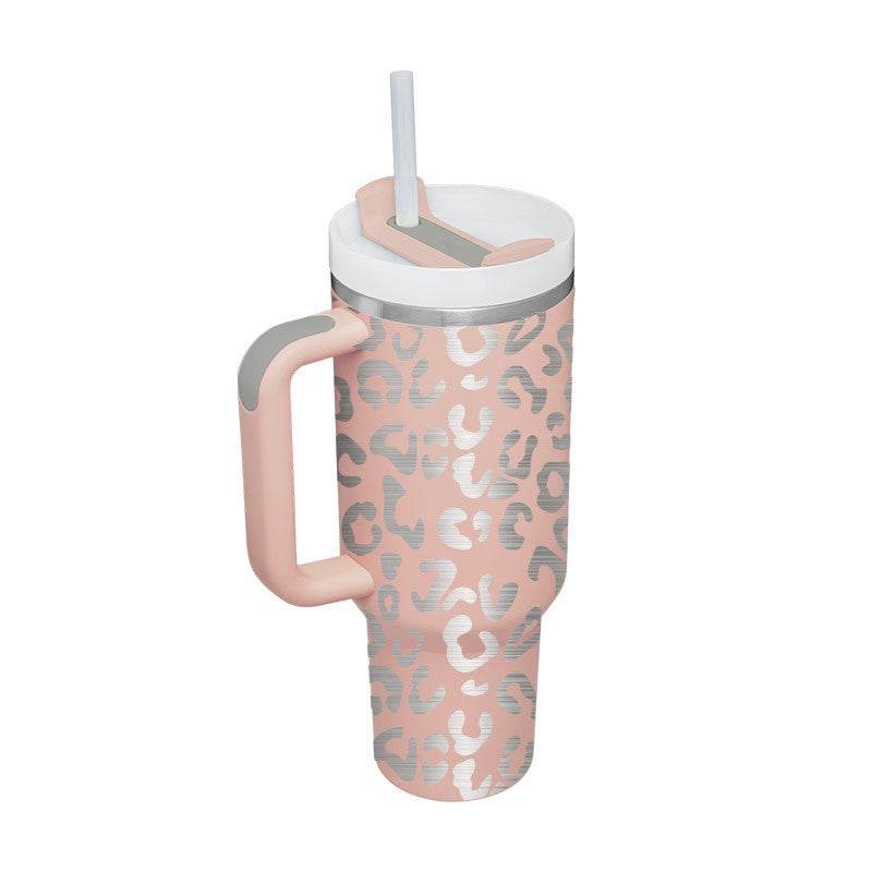 40 Oz Tumbler With Handle Straw Insulated Stainless Steel Spill Proof Vacuum Coffee Cup Lid Tapered Mug Gifts