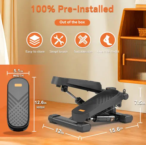 CD Monitor Downloads Home Office Exercise 330LBS Capacity Mini Stepper With Resistance Bands And LCD