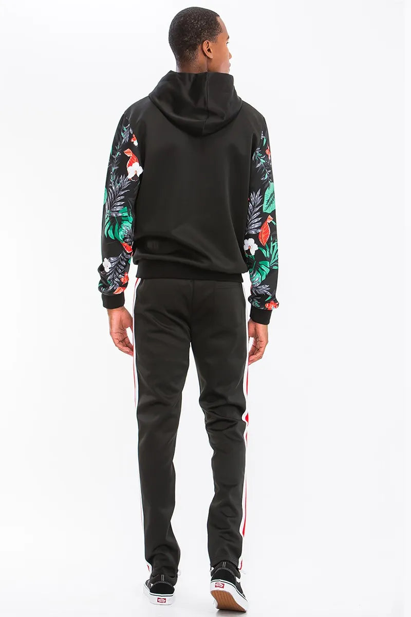 WEIV Men’s Tropical Printed Jacket and Drawstring Pants Set