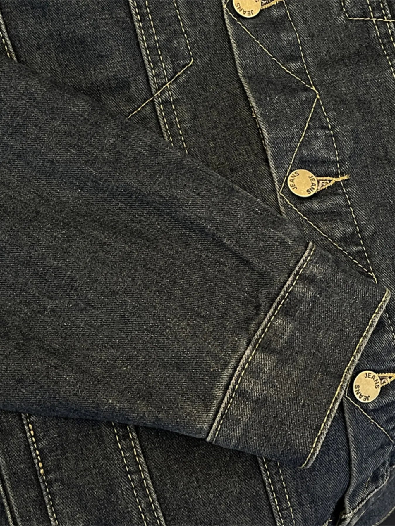 Men’s Plus Size Corduroy Collar Button Up Denim Jacket